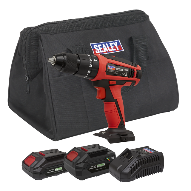 Sealey CP20VDDKIT SV20 Series 13mm Cordless Combi Drill Kit 20V - 2 Batteries