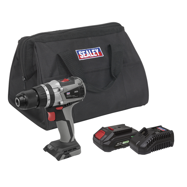 Sealey CP20VDDXKIT1 Premier SV20 Series 13mm Brushless Cordless Combi Drill Kit 20V 2Ah