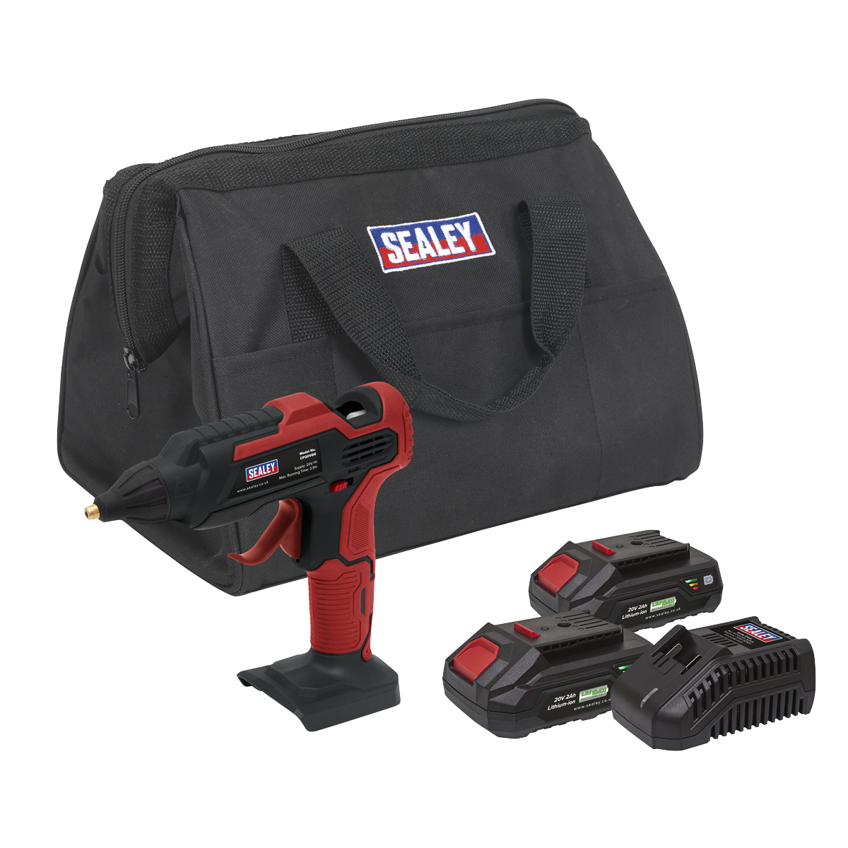 Sealey CP20VGGKIT SV20 Series Cordless Glue Gun Kit 20V 2Ah - 2 Batteries