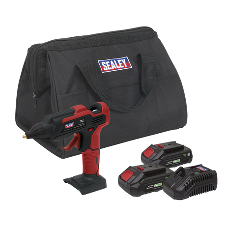 Sealey CP20VGGKIT SV20 Series Cordless Glue Gun Kit 20V 2Ah - 2 Batteries