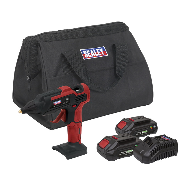 Sealey CP20VGGKIT SV20 Series Cordless Glue Gun Kit 20V 2Ah - 2 Batteries