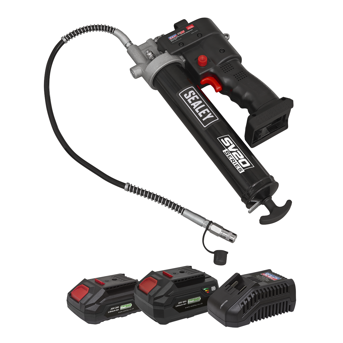 Sealey CP20VGRGKIT SV20 Series Cordless Grease Gun 20V - 2 Batteries - additional view 2