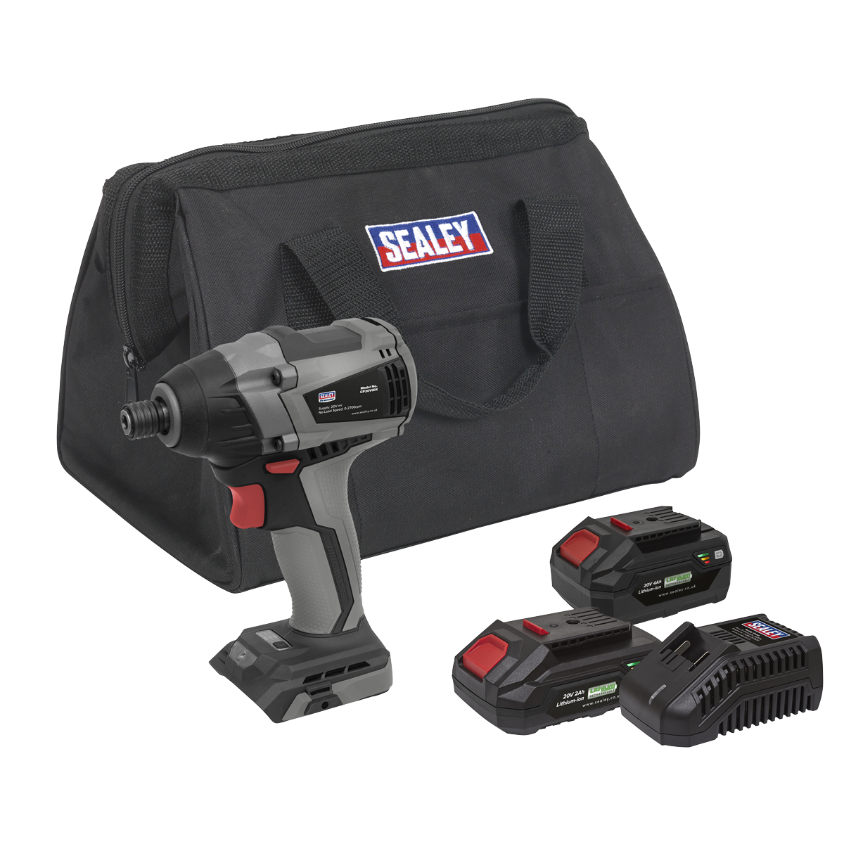 Sealey CP20VIDXKIT Premier SV20 Series 1/4"Hex Brushless Cordless Impact Driver Kit 20V - 2 Batteries