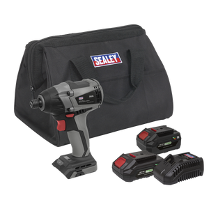 Sealey CP20VIDXKIT Premier SV20 Series 1/4"Hex Brushless Cordless Impact Driver Kit 20V - 2 Batteries