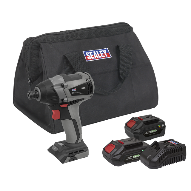 Sealey CP20VIDXKIT Premier SV20 Series 1/4"Hex Brushless Cordless Impact Driver Kit 20V - 2 Batteries