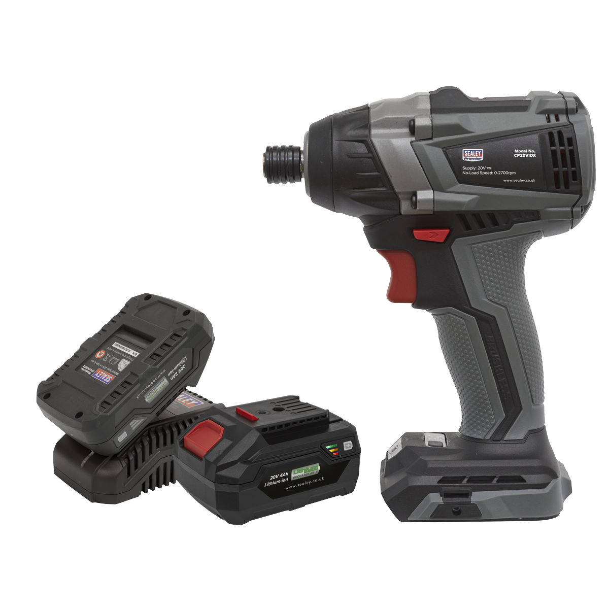 Sealey CP20VIDXKIT Premier SV20 Series 1/4"Hex Brushless Cordless Impact Driver Kit 20V - 2 Batteries - additional view 2
