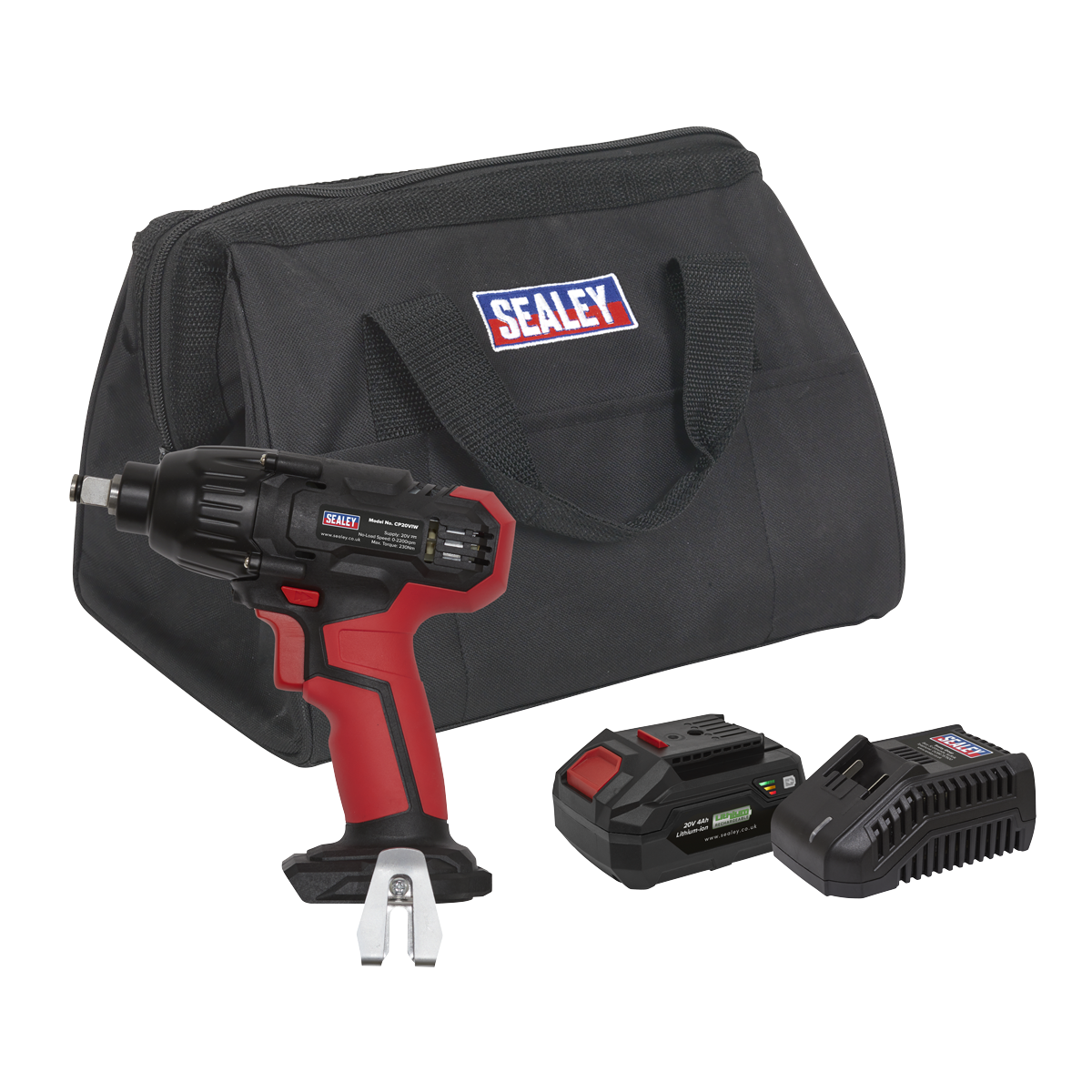 Sealey CP20VIWKIT1 SV20 Series 1/2"Sq Drive Cordless Impact Wrench Kit 20V 4Ah - 2 Batteries