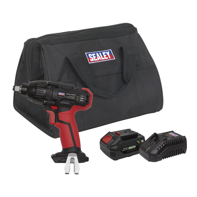 Sealey CP20VIWKIT1 SV20 Series 1/2"Sq Drive Cordless Impact Wrench Kit 20V 4Ah - 2 Batteries