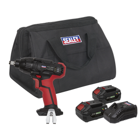 Sealey CP20VIWKIT SV20 Series 1/2"Sq Drive Cordless Impact Wrench Kit 20V 4Ah - 2 Batteries