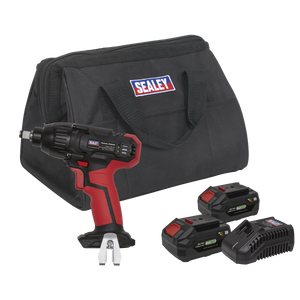 Sealey CP20VIWKIT SV20 Series 1/2"Sq Drive Cordless Impact Wrench Kit 20V 4Ah - 2 Batteries