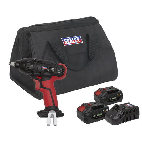 Sealey CP20VIWKIT SV20 Series 1/2"Sq Drive Cordless Impact Wrench Kit 20V 4Ah - 2 Batteries