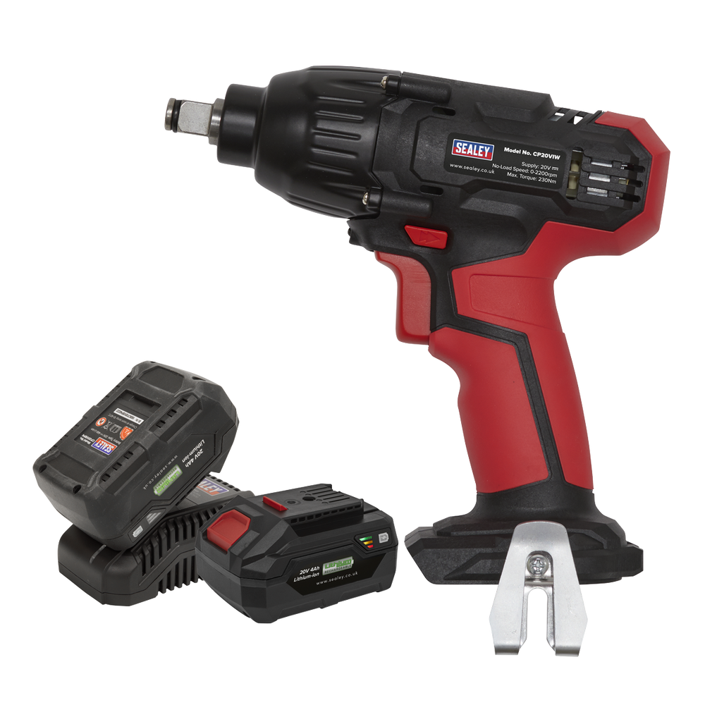 Sealey CP20VIWKIT SV20 Series 1/2"Sq Drive Cordless Impact Wrench Kit 20V 4Ah - 2 Batteries - additional view 3