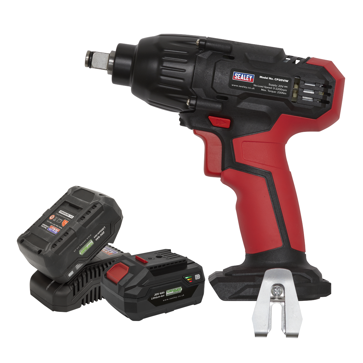 Sealey CP20VIWKIT SV20 Series 1/2"Sq Drive Cordless Impact Wrench Kit 20V 4Ah - 2 Batteries - additional view 3