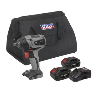 Sealey CP20VIWXKIT Premier SV20 Series 1/2"Sq Drive Brushless Cordless Impact Wrench Kit 20V 4Ah - 2 Batteries