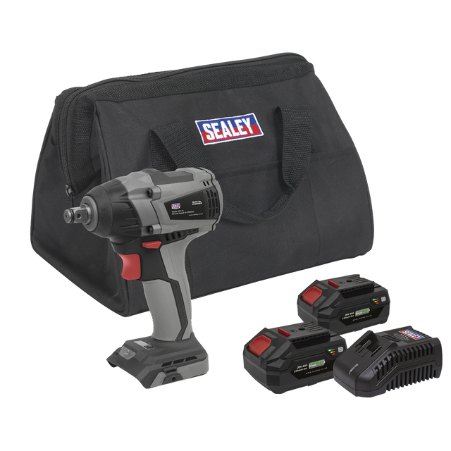 Sealey CP20VIWXKIT Premier SV20 Series 1/2"Sq Drive Brushless Cordless Impact Wrench Kit 20V 4Ah - 2 Batteries