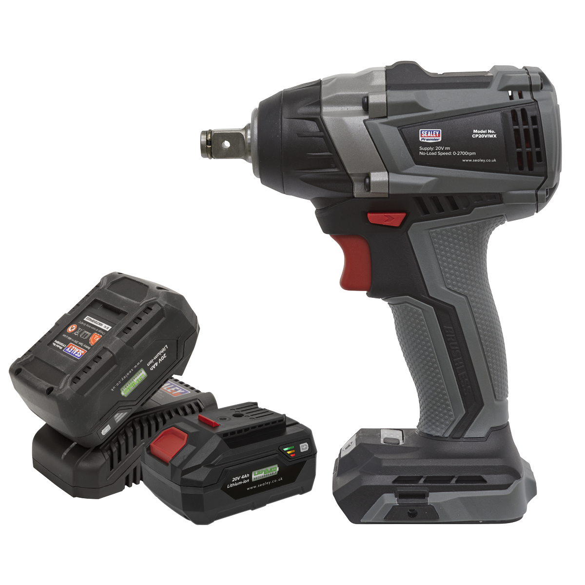 Sealey CP20VIWXKIT Premier SV20 Series 1/2"Sq Drive Brushless Cordless Impact Wrench Kit 20V 4Ah - 2 - additional view 3