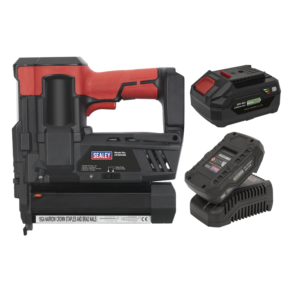Sealey CP20VNGKIT SV20 Series Cordless Nail/Staple Gun Kit 18G 20V - 2 Batteries - additional view 4