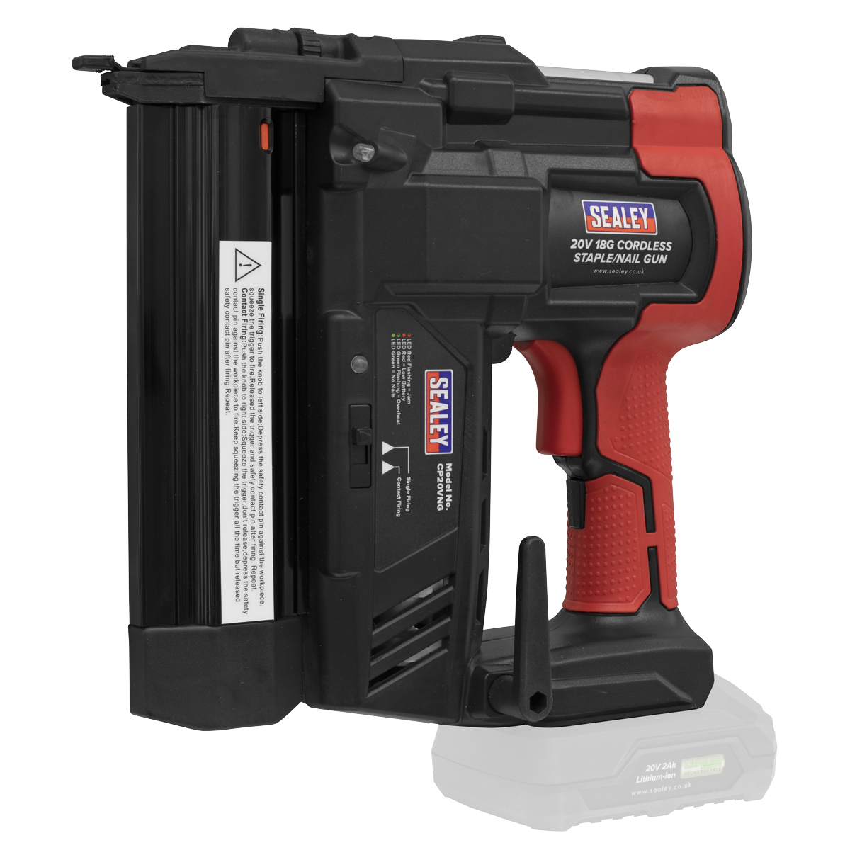 Sealey CP20VNGKIT SV20 Series Cordless Nail/Staple Gun Kit 18G 20V - 2 Batteries - additional view 5