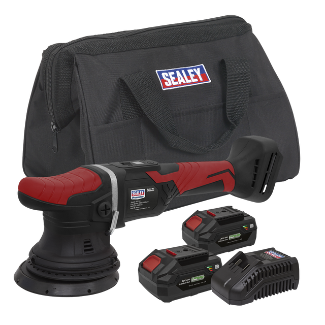 Sealey CP20VOPKIT2 Premier SV20 Series 125mm Cordless Orbital Polisher Kit 20V 4Ah - 2 Batteries