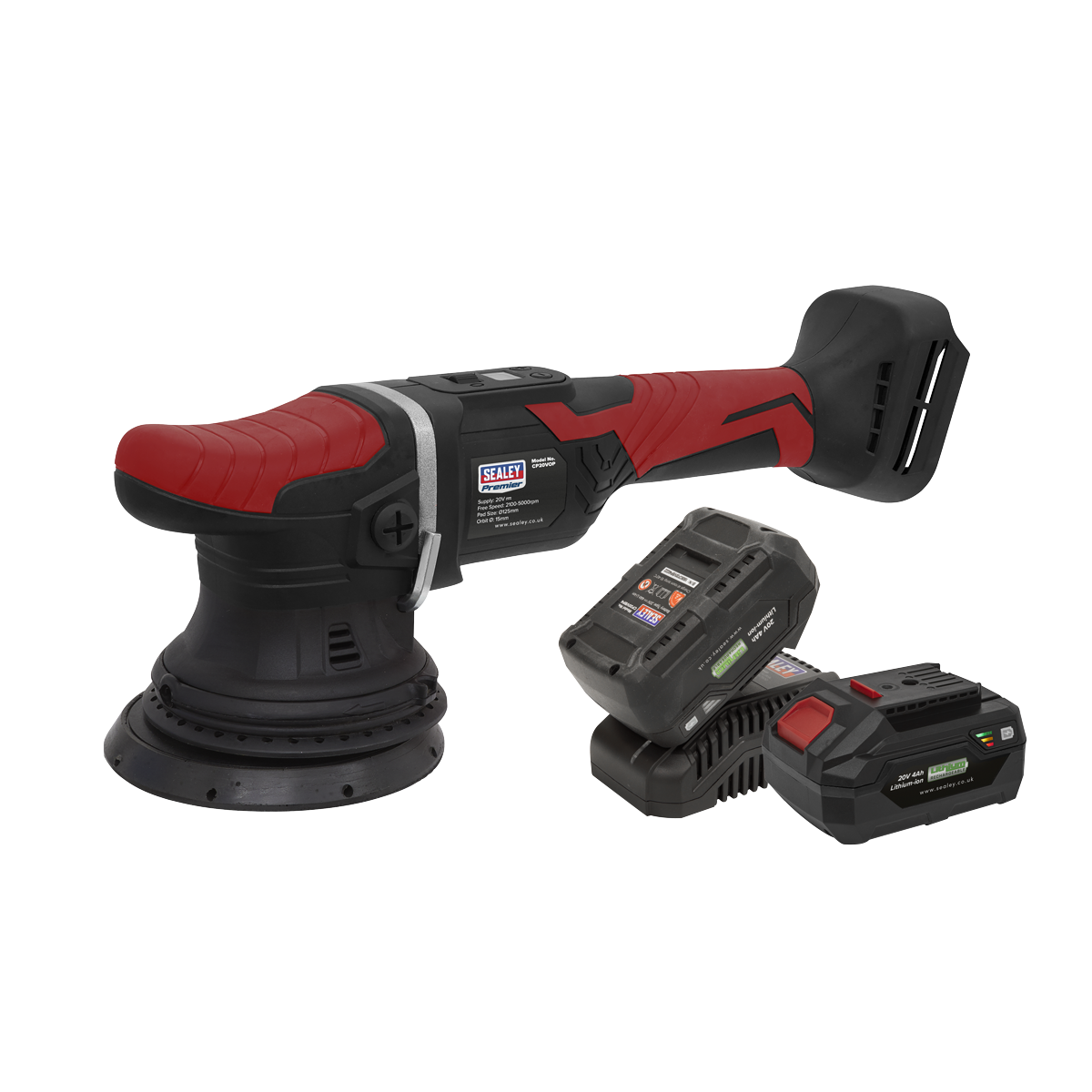 Sealey CP20VOPKIT2 Premier SV20 Series 125mm Cordless Orbital Polisher Kit 20V 4Ah - 2 Batteries - additional view 4