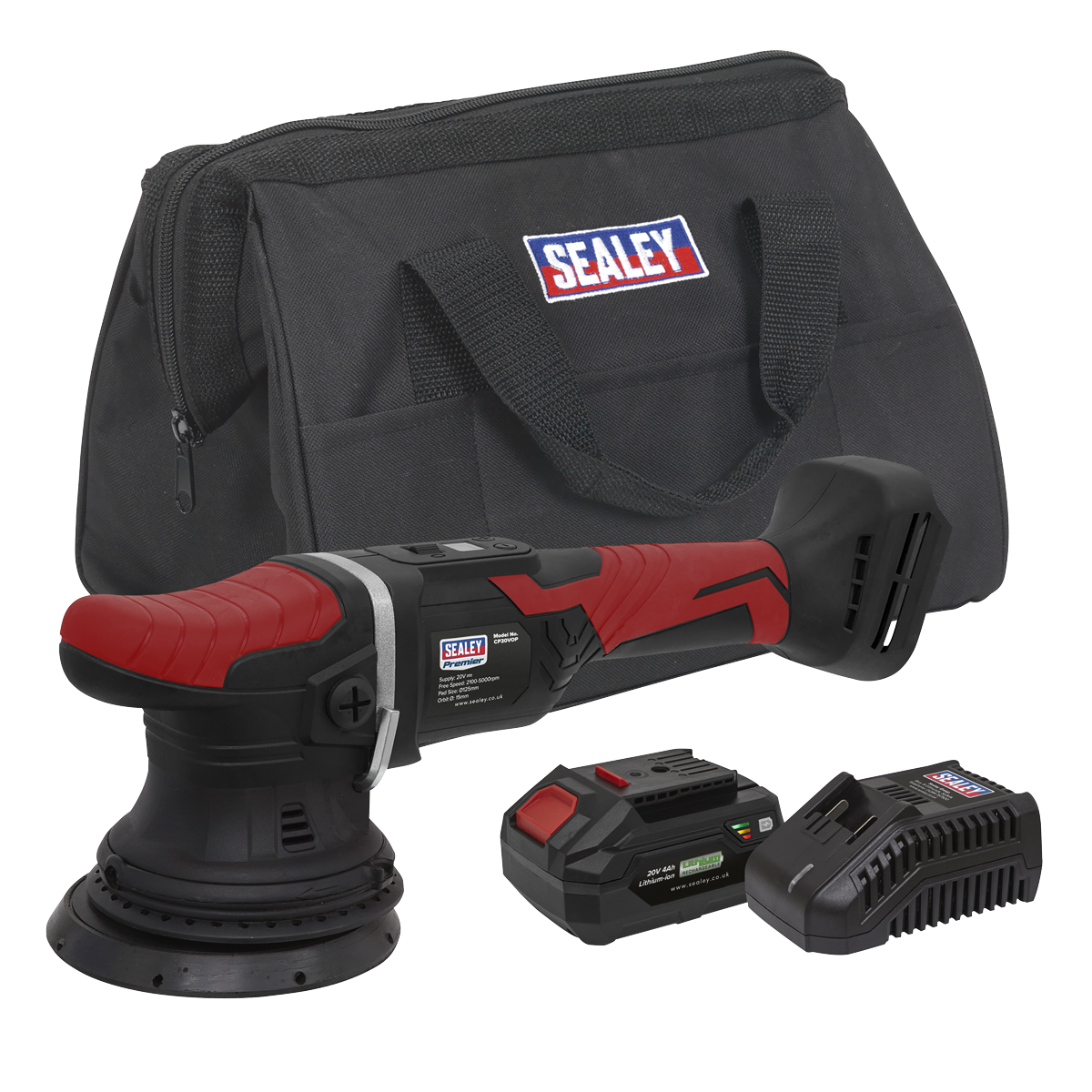 Sealey CP20VOPKIT Premier SV20 Series 125mm Cordless Orbital Polisher Kit 20V 4Ah