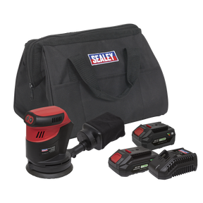 Sealey CP20VOSKIT SV20 Series 125mm Cordless Orbital Palm Sander Kit 20V - 2 Batteries