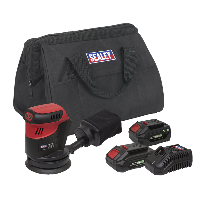 Sealey CP20VOSKIT SV20 Series 125mm Cordless Orbital Palm Sander Kit 20V - 2 Batteries