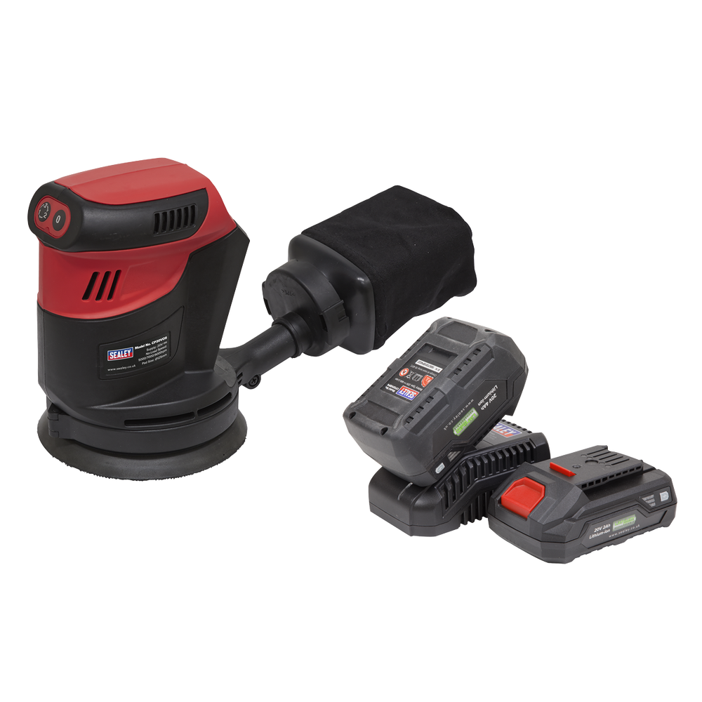 Sealey CP20VOSKIT SV20 Series 125mm Cordless Orbital Palm Sander Kit 20V - 2 Batteries - additional view 3