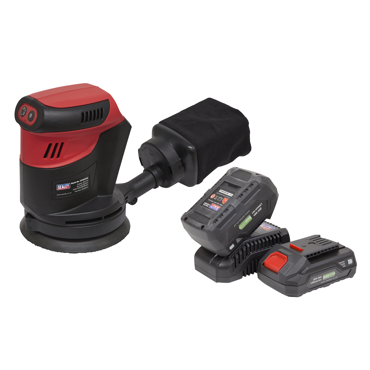 Sealey CP20VOSKIT SV20 Series 125mm Cordless Orbital Palm Sander Kit 20V - 2 Batteries - additional view 3