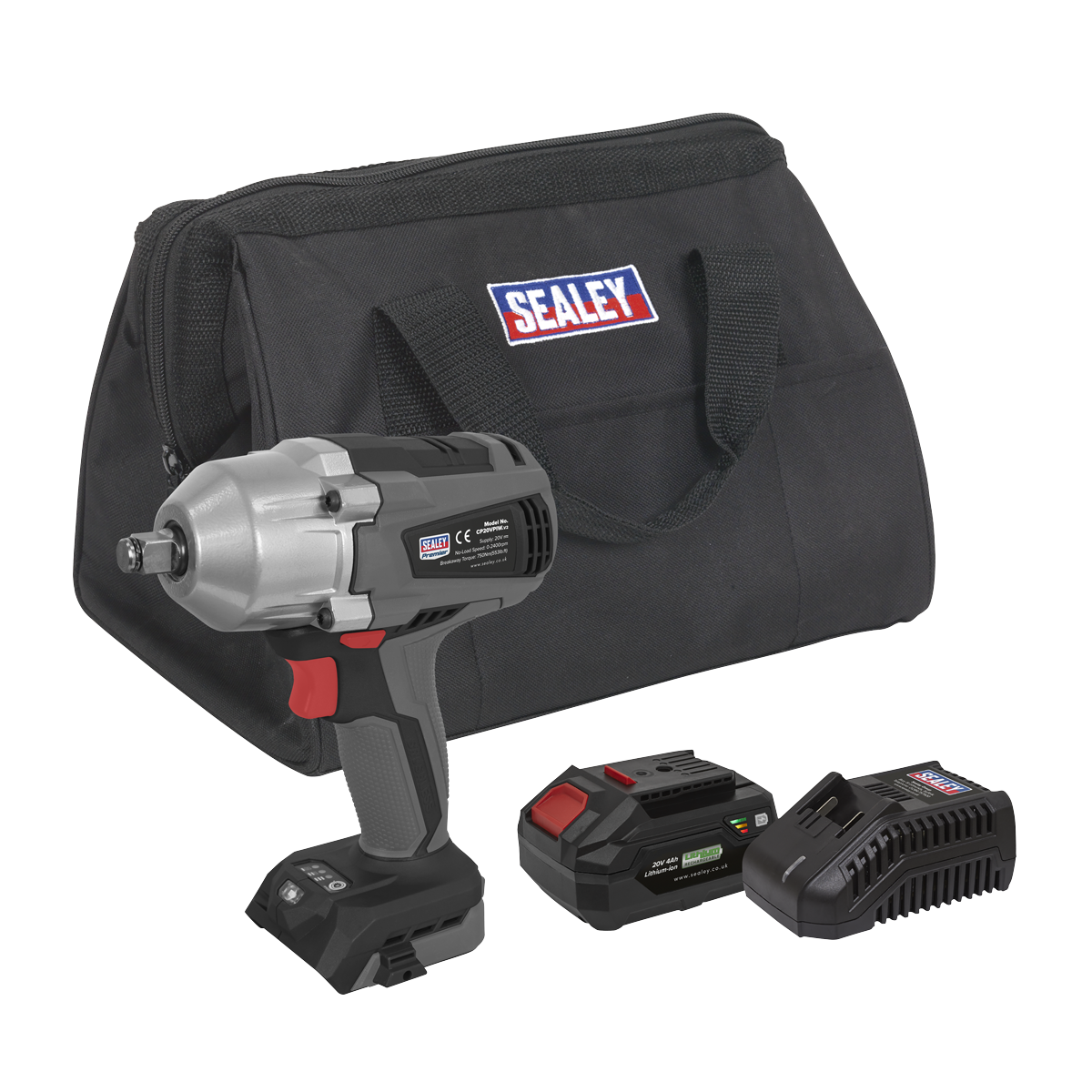 Sealey CP20VPIWKIT1 Premier SV20 Series 1/2"Sq Drive Brushless Cordless Impact Wrench Kit 20V 4Ah