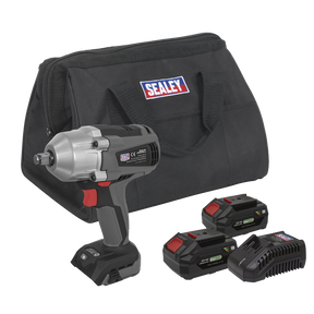 Sealey CP20VPIWKIT Premier SV20 Series 1/2"Sq Drive Brushless Cordless Impact Wrench Kit 20V 4Ah - 2 Batteries