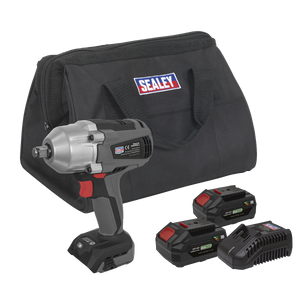 Sealey CP20VPIWKIT Premier SV20 Series 1/2"Sq Drive Brushless Cordless Impact Wrench Kit 20V 4Ah - 2 Batteries