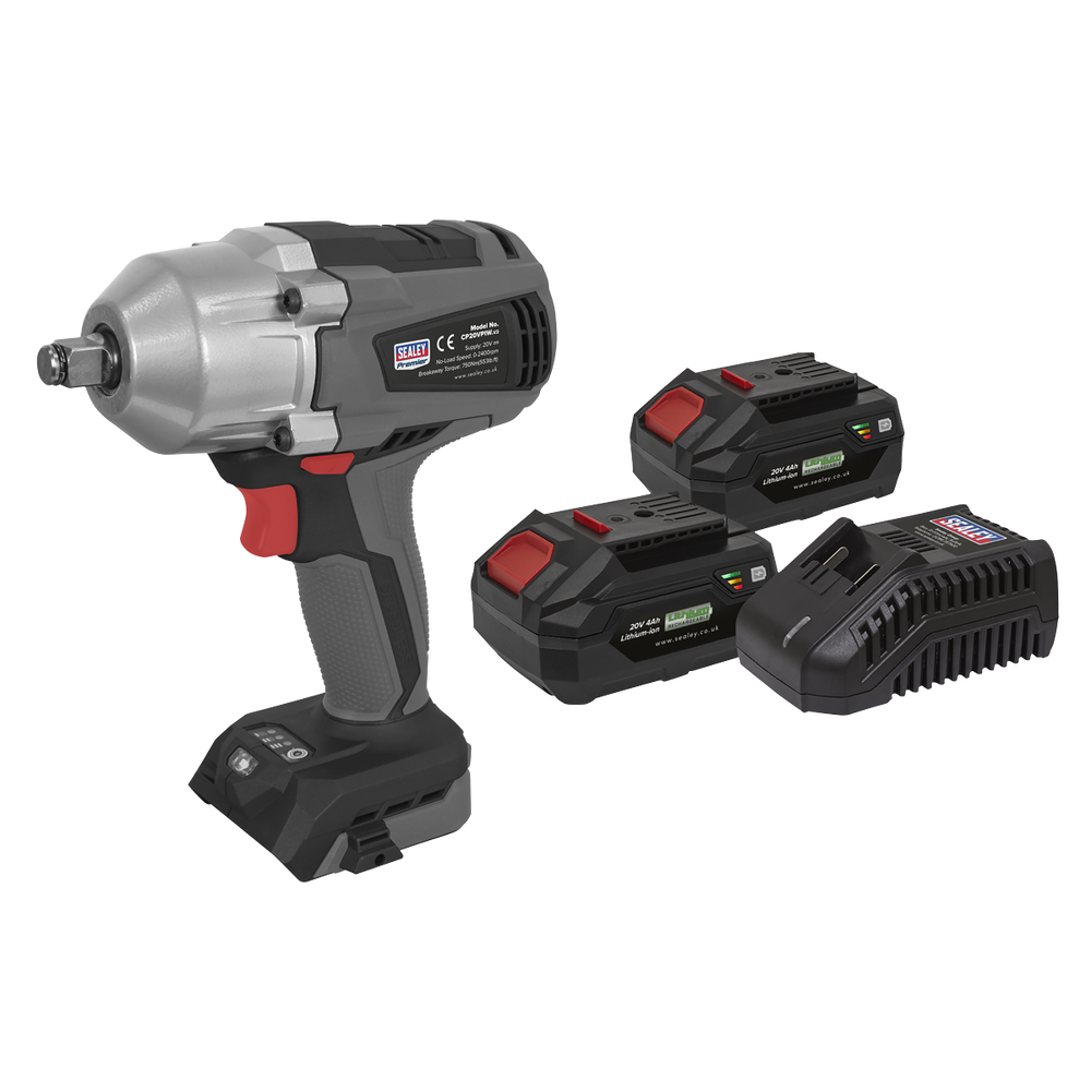Sealey CP20VPIWKIT Premier SV20 Series 1/2"Sq Drive Brushless Cordless Impact Wrench Kit 20V 4Ah - 2 - additional view 7