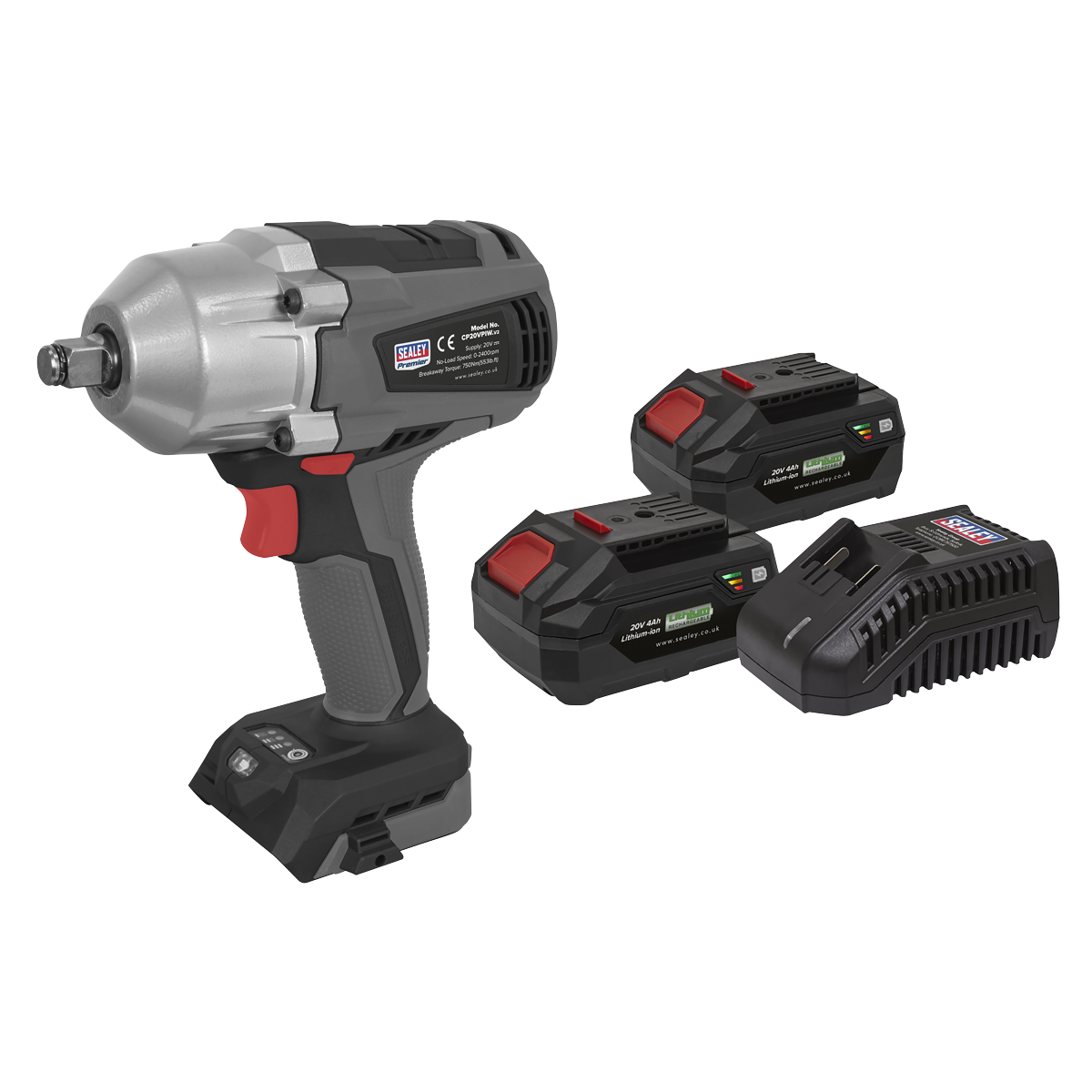 Sealey CP20VPIWKIT Premier SV20 Series 1/2"Sq Drive Brushless Cordless Impact Wrench Kit 20V 4Ah - 2 - additional view 7