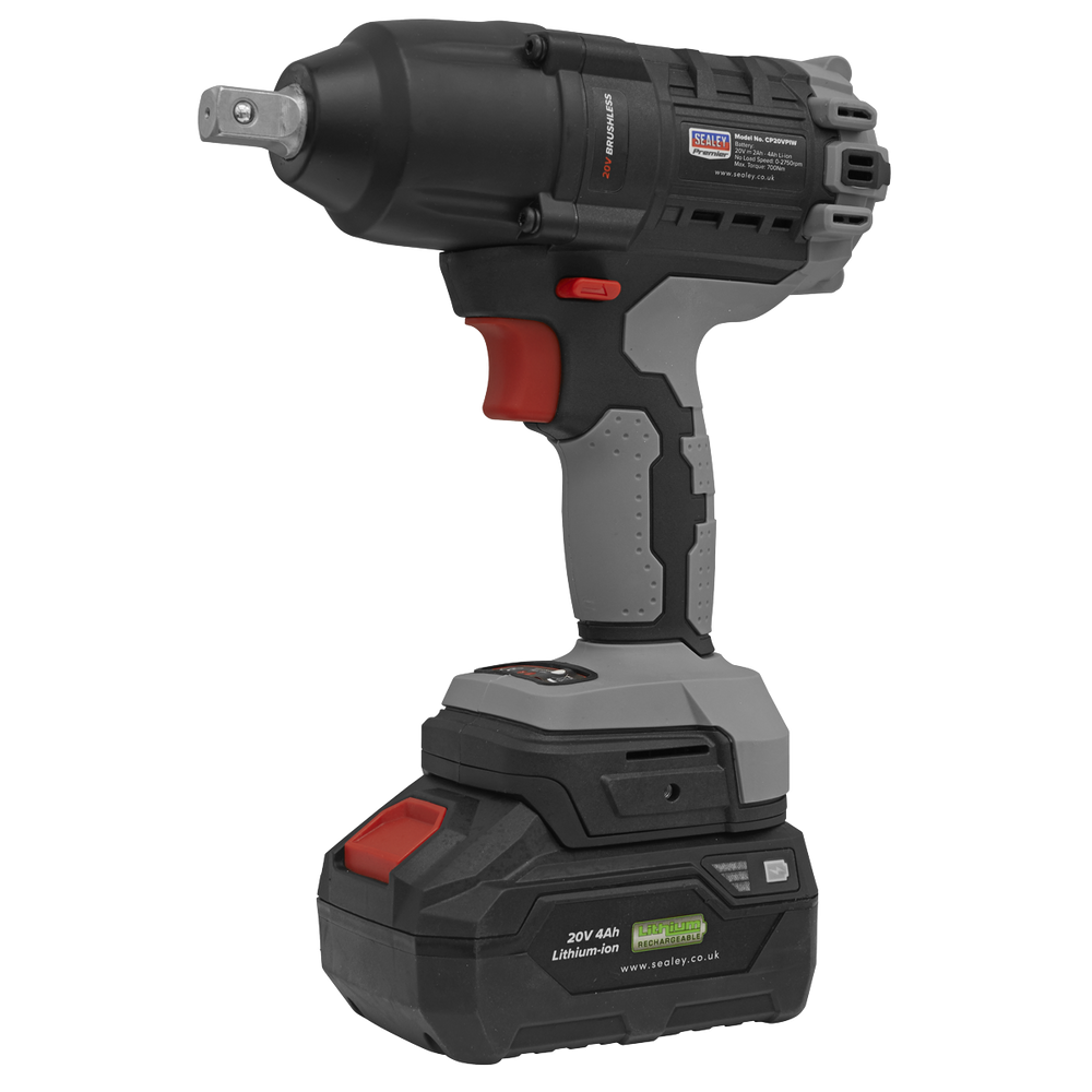 Sealey CP20VPIWKIT1 Premier SV20 Series 1/2"Sq Drive Brushless Cordless Impact Wrench Kit 20V 4Ah - additional view 7