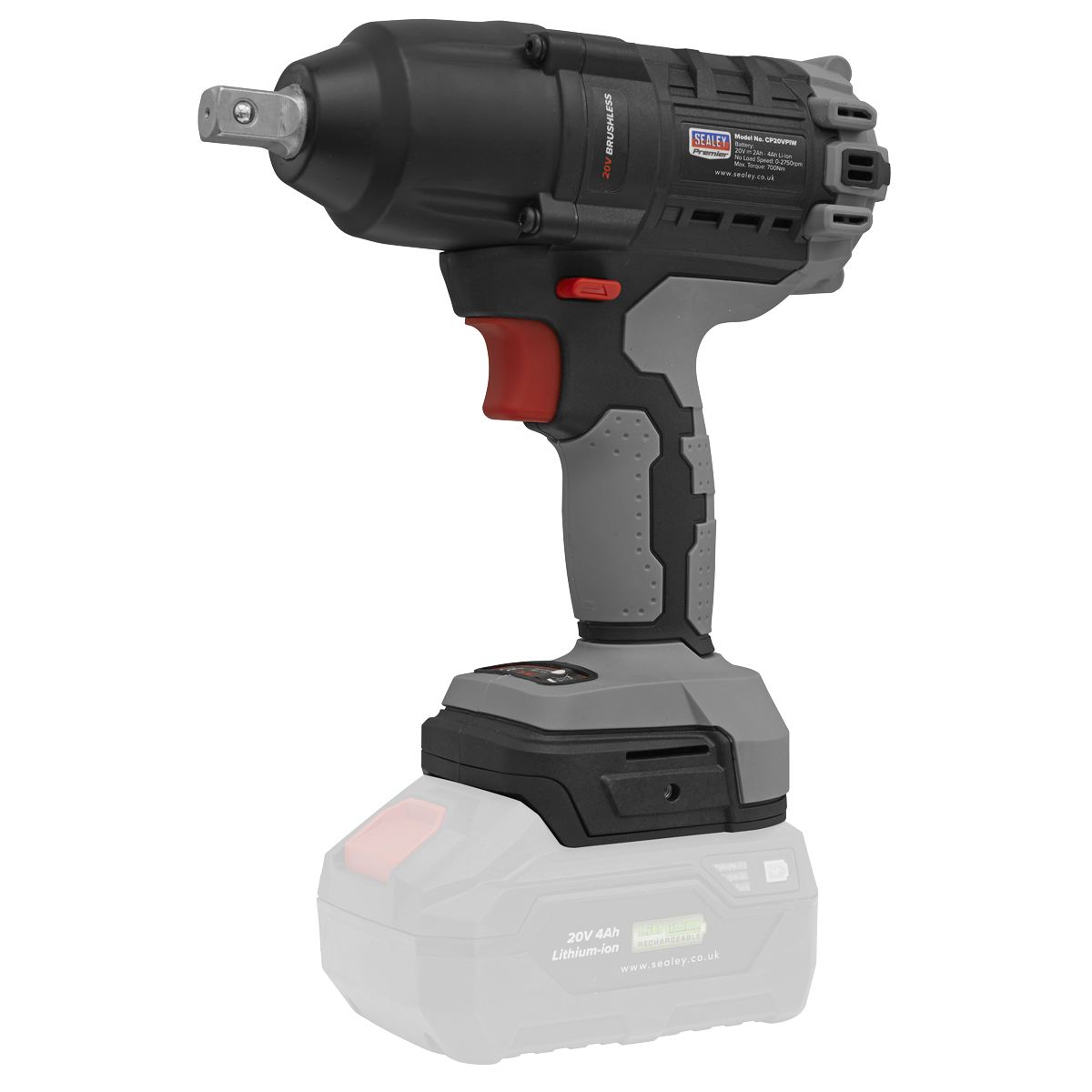 Sealey CP20VPIWKIT1 Premier SV20 Series 1/2"Sq Drive Brushless Cordless Impact Wrench Kit 20V 4Ah - additional view 2