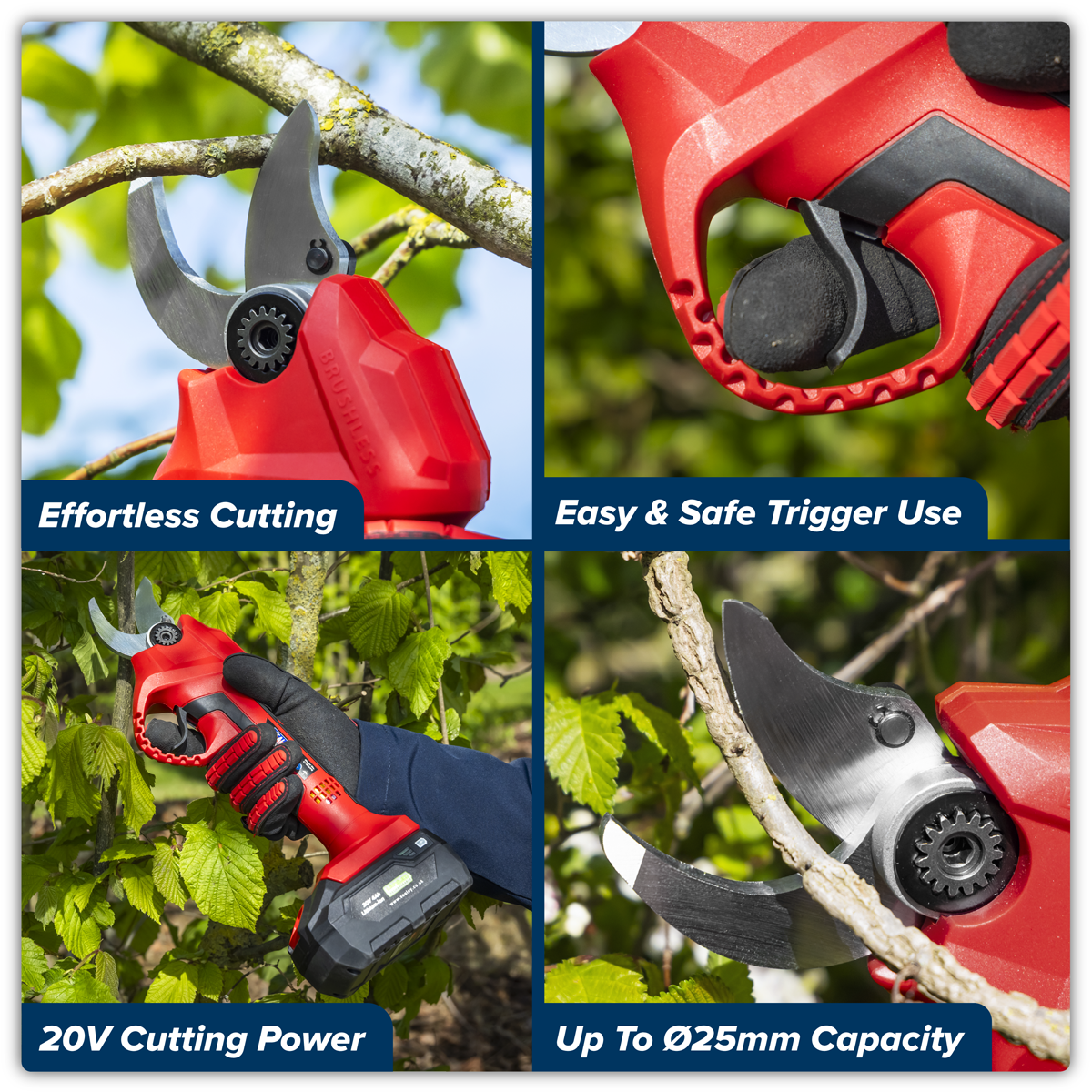 Sealey CP20VPSKIT SV20 Series Brushless Cordless Pruning Shears Kit 20V 2Ah - 2 Batteries - additional view 13