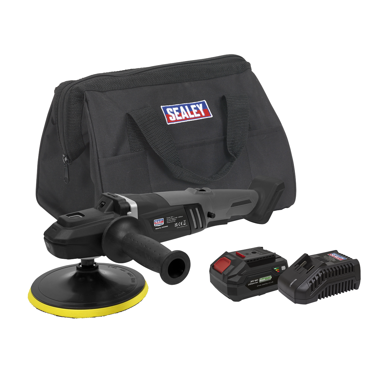 Sealey CP20VRPXKIT1 Premier SV20 Series 180mm Brushless Cordless Rotary Polisher Kit 20V 4Ah