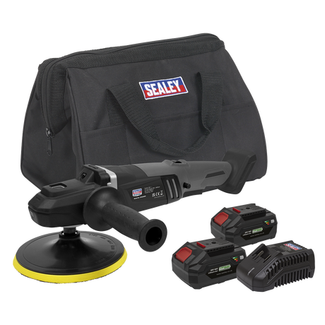 Sealey CP20VRPXKIT Premier SV20 Series 180mm Brushless Cordless Rotary Polisher 20V 4Ah - 2 Batteries