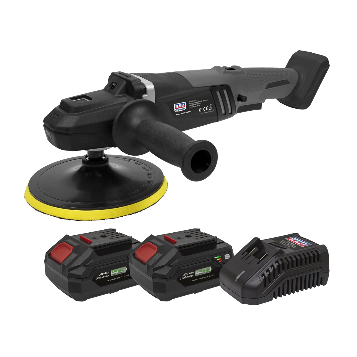 Sealey CP20VRPXKIT Premier SV20 Series 180mm Brushless Cordless Rotary Polisher 20V 4Ah - 2 Batteries - additional view 6