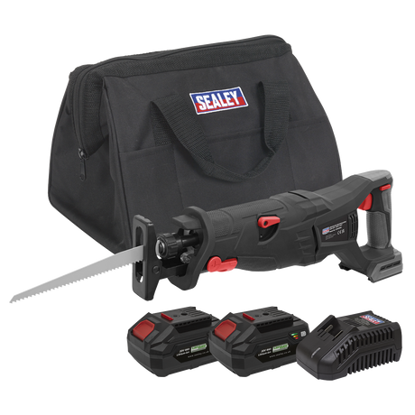 Sealey CP20VRSXKIT Premier SV20 Series Brushless Cordless Reciprocating Saw 20V 4Ah Kit - 2 Batteries
