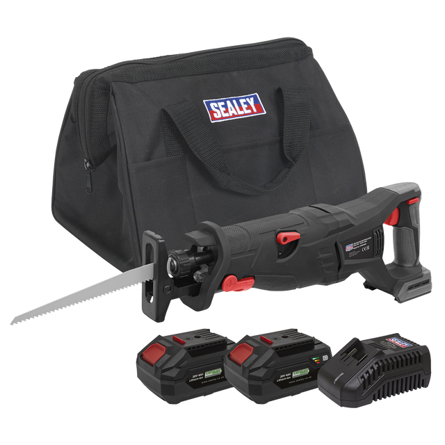 Sealey CP20VRSXKIT Premier SV20 Series Brushless Cordless Reciprocating Saw 20V 4Ah Kit - 2 Batteries