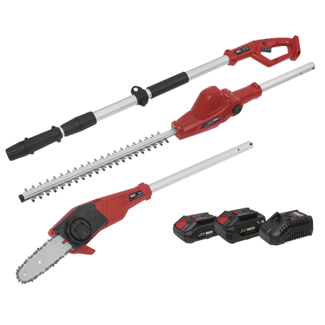 Sealey CP20VTPCOMBO SV20 Series Cordless Telescopic Hedge Trimmer & Chainsaw Kit 20V - 2 Batteries