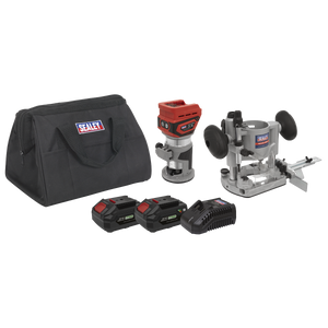 Sealey CP20VTRKIT SV20 Series Cordless Trimming Router Kit 20V 4Ah - 2 Batteries