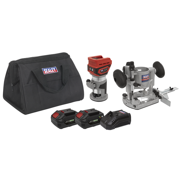 Sealey CP20VTRKIT SV20 Series Cordless Trimming Router Kit 20V 4Ah - 2 Batteries