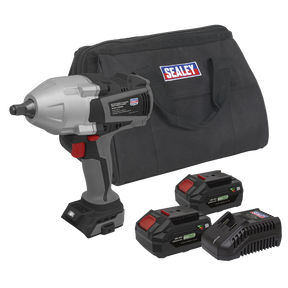 Sealey CP20VXIWKIT1 Premier SV20 Series Brushless Cordless Impact Wrench Kit 20V 4Ah - 2 Batteries