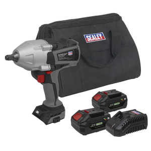 Sealey CP20VXIWKIT1 Premier SV20 Series Brushless Cordless Impact Wrench Kit 20V 4Ah - 2 Batteries