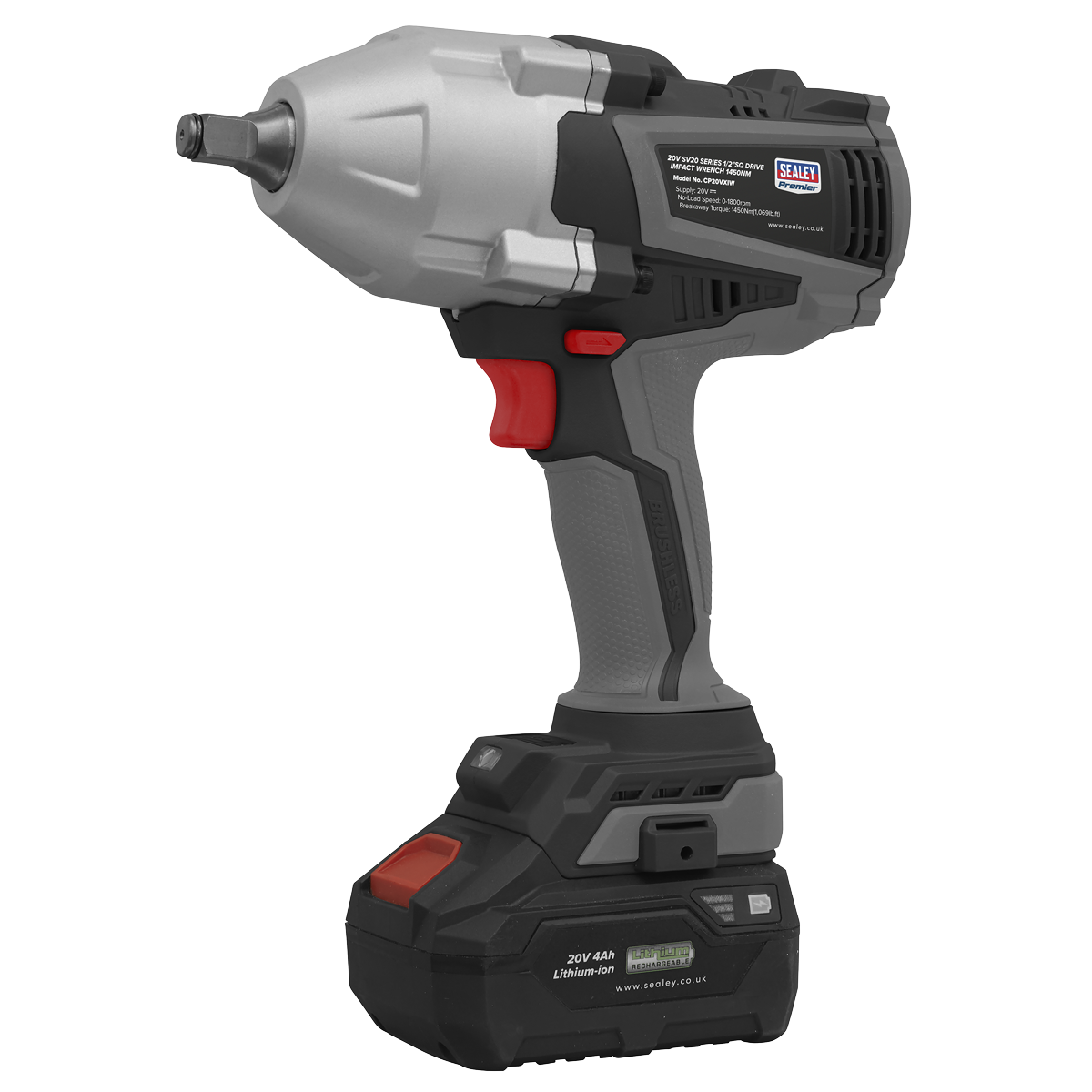 Sealey CP20VXIW Premier SV20 Series 1/2"Sq Drive Brushless Cordless Impact Wrench 20V - Body Only - additional view 8
