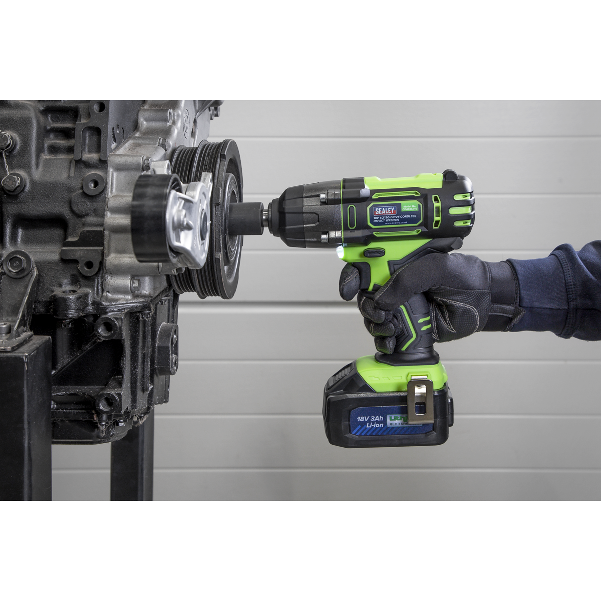 Sealey 2001LEHVCOMBO Trolley Jack & Cordless Impact Wrench Combo - Green - additional view 3
