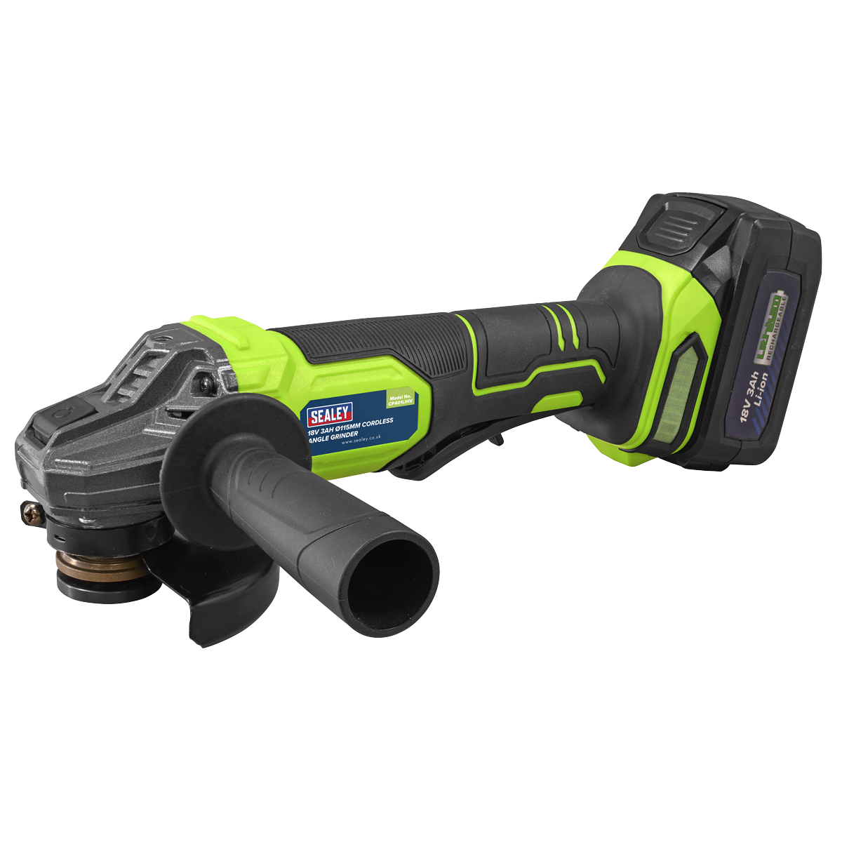 Sealey CP401LIHV 115mm Cordless Angle Grinder 18V 3Ah - Green